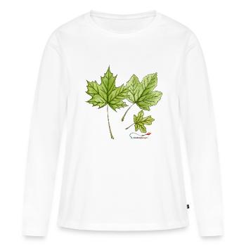 Feuilles d’érable - T-shirt manches longues Premium bio Femme - blanc - Devant - Julia (174cm)