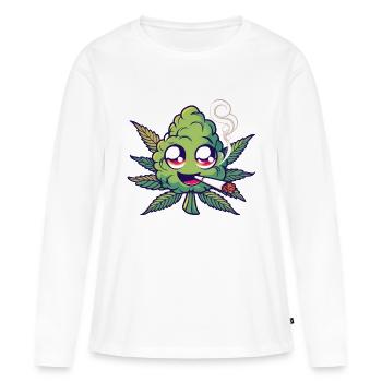 Bourgeon à fumer - T-shirt manches longues Premium bio Femme - blanc - Devant - Julia (174cm)