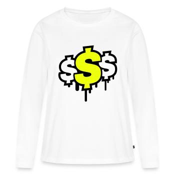 Symbole du dollar - T-shirt manches longues Premium bio Femme - blanc - Devant - Julia (174cm)