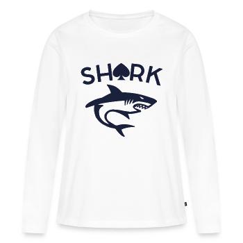 SHARK POKER - T-shirt manches longues Premium bio Femme - blanc - Devant - Julia (174cm)