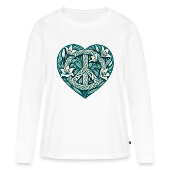 Signe de paix - T-shirt manches longues Premium bio Femme - blanc - Devant - Julia (174cm)