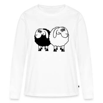 2 Équipe d’amis offensés sceptiques - T-shirt manches longues Premium bio Femme - blanc - Devant - Julia (174cm)
