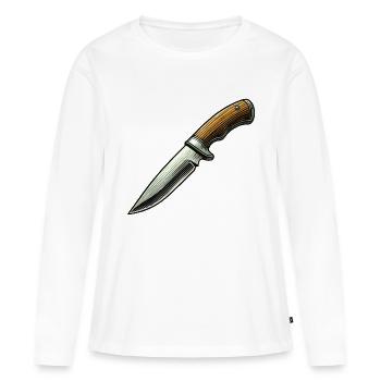 couteau - T-shirt manches longues Premium bio Femme - blanc - Devant - Julia (174cm)