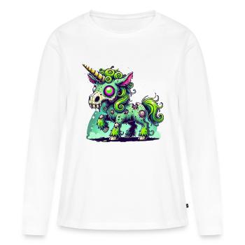 Licorne Zombie, Zombiecorn, Licorne, Horreur - T-shirt manches longues Premium bio Femme - blanc - Devant - Julia (174cm)