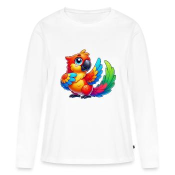 Caricature de perroquet - T-shirt manches longues Premium bio Femme - blanc - Devant - Julia (174cm)