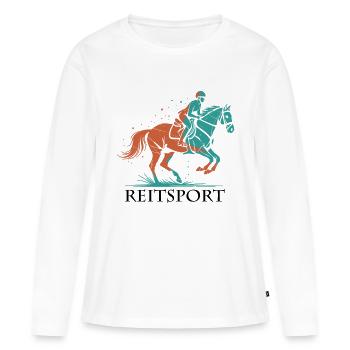 Équitation – Passion, élégance et performance - T-shirt manches longues Premium bio Femme - blanc - Devant - Julia (174cm)