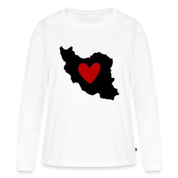 Iran Perse Amour Coeur - T-shirt manches longues Premium bio Femme - blanc - Devant - Julia (174cm)