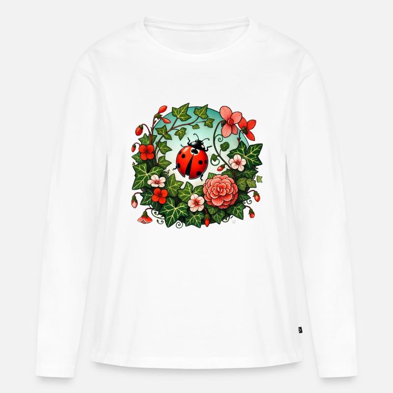 Marienkäfer - Frauen Premium Bio Langarmshirt - Weiß