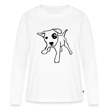 Chiot - T-shirt manches longues Premium bio Femme - blanc - Devant - Julia (174cm)