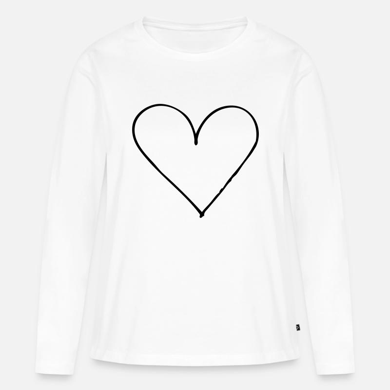 Herz - Frauen Premium Bio Langarmshirt - Weiß