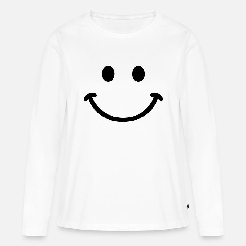 smile smiley - Frauen Premium Bio Langarmshirt - Weiß