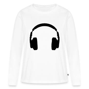 headphones - Women's Premium Organic Long Sleeve Shirt - white - Front - Julia (174cm)