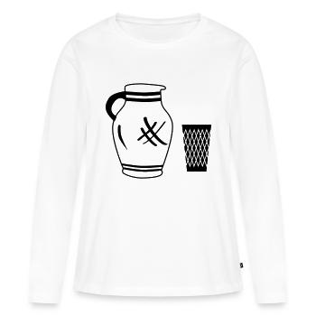 Bembel und Geripptes - Frauen Premium Bio Langarmshirt - Weiß - Vorne - Julia (174cm)