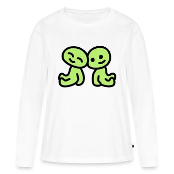 Amitié - amour - T-shirt manches longues Premium bio Femme - blanc - Devant - Julia (174cm)