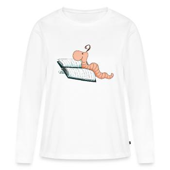 Bookworm Willi - T-shirt manches longues Premium bio Femme - blanc - Devant - Julia (174cm)