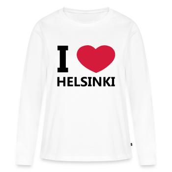 J'aime Helsinki - T-shirt manches longues Premium bio Femme - blanc - Devant - Julia (174cm)