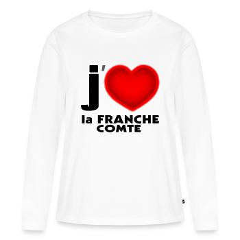 J'aime la Franche Comte - T-shirt manches longues Premium bio Femme - blanc - Devant - Julia (174cm)