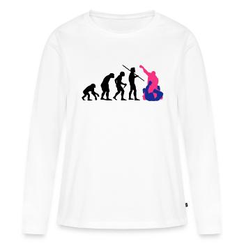 Évolution de l'homme - MMA - T-shirt manches longues Premium bio Femme - blanc - Devant - Julia (174cm)