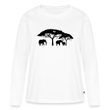 Steppe - T-shirt manches longues Premium bio Femme - blanc - Devant - Julia (174cm)