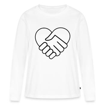 Main dans la main coeur blanc - T-shirt manches longues Premium bio Femme - blanc - Devant - Julia (174cm)