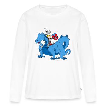 Boy Knight riding Blue Dragon - T-shirt manches longues Premium bio Femme - blanc - Devant - Julia (174cm)