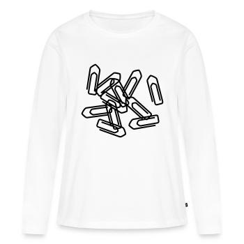Trombone - T-shirt manches longues Premium bio Femme - blanc - Devant - Julia (174cm)