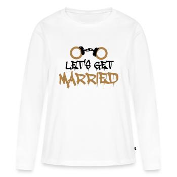 Permet de se marier prisonnier menotté drôle - T-shirt manches longues Premium bio Femme - blanc - Devant - Julia (174cm)