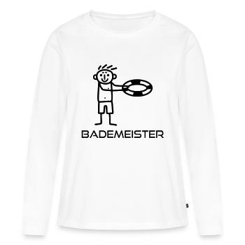 Strichmännchen Bademeister - Frauen Premium Bio Langarmshirt - Weiß - Vorne - Julia (174cm)