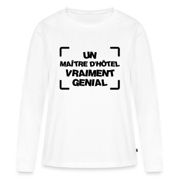 Maître d'Hôtel / Hôtellerie / Hôtel / Hotel - T-shirt manches longues Premium bio Femme - blanc - Devant - Julia (174cm)