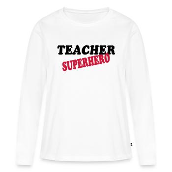 Teacher superhero - T-shirt manches longues Premium bio Femme - blanc - Devant - Julia (174cm)