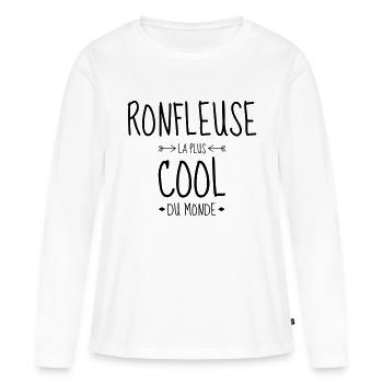 Ronfler / Ronfleur / Ronfleuse / Ronflement - T-shirt manches longues Premium bio Femme - blanc - Devant - Julia (174cm)