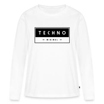 TECHNO Minimal - Frauen Premium Bio Langarmshirt - Weiß - Vorne - Julia (174cm)