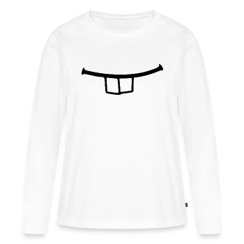 Bouche avec des dents de lapin. Mignon - T-shirt manches longues Premium bio Femme - blanc - Devant - Julia (174cm)