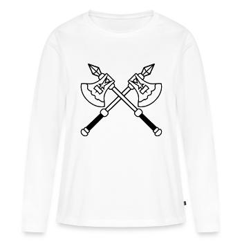 Gekreuzte Krieger Aexte - Frauen Premium Bio Langarmshirt - Weiß - Vorne - Julia (174cm)