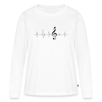 Battement de coeur de clé de sol - T-shirt manches longues Premium bio Femme - blanc - Devant - Julia (174cm)