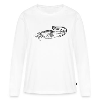 Wels - Angler - Frauen Premium Bio Langarmshirt - Weiß - Vorne - Julia (174cm)