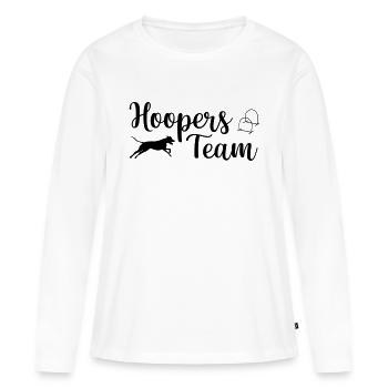 Conception de sport de chien d'équipe Hoopers - T-shirt manches longues Premium bio Femme - blanc - Devant - Julia (174cm)