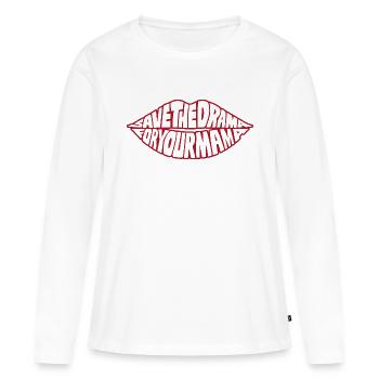 Gardez le drame pour votre Mama Red Lips - Memes - T-shirt manches longues Premium bio Femme - blanc - Devant - Julia (174cm)