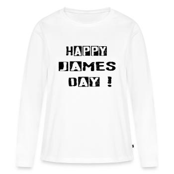 HAPPY JAMES DAY ! - T-shirt manches longues Premium bio Femme - blanc - Devant - Julia (174cm)