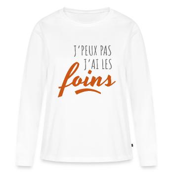 J'peux pas j'ai les foins - T-shirt manches longues Premium bio Femme - blanc - Devant - Julia (174cm)