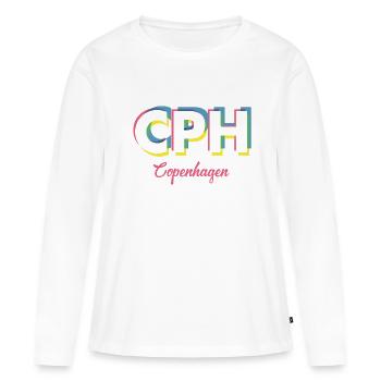 Copenhague - CPH - Copenhague - Dänemark - Danemark - T-shirt manches longues Premium bio Femme - blanc - Devant - Julia (174cm)