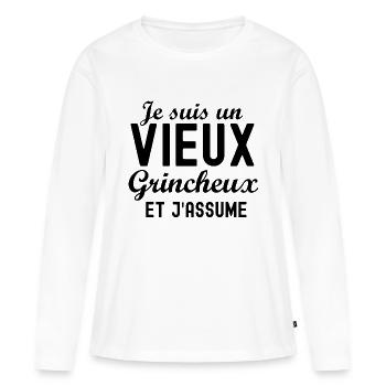 je suis vieux et grincheux - T-shirt manches longues Premium bio Femme - blanc - Devant - Julia (174cm)