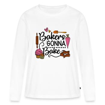 Boulangerie Baker Boulangerie Boulangerie Gâteau de confiserie - T-shirt manches longues Premium bio Femme - blanc - Devant - Julia (174cm)