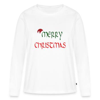Joyeux Noël. Joyeux Noël - T-shirt manches longues Premium bio Femme - blanc - Devant - Julia (174cm)