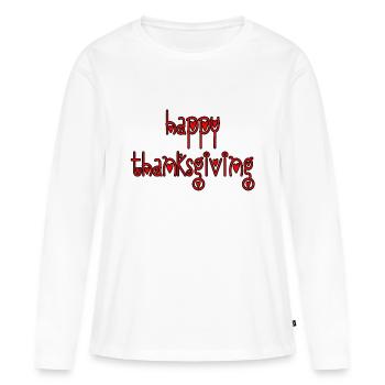 Joyeux Thanksgiving. Joyeux thaksgiving - T-shirt manches longues Premium bio Femme - blanc - Devant - Julia (174cm)