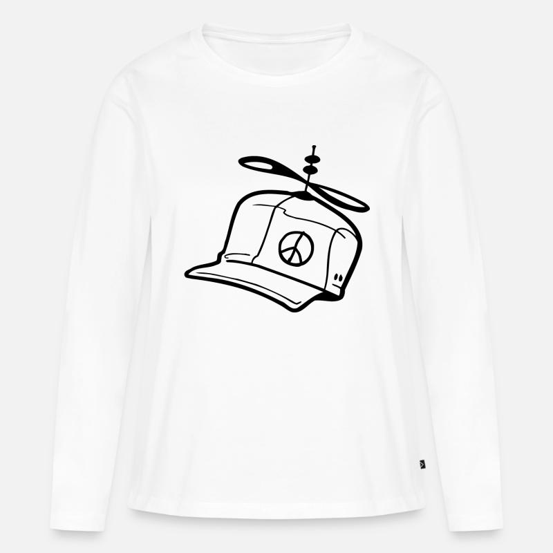 Cap "Peace" - Frauen Premium Bio Langarmshirt - Weiß