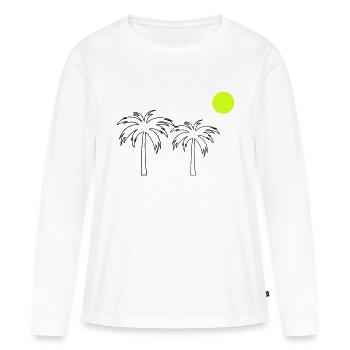 Palmiers - T-shirt manches longues Premium bio Femme - blanc - Devant - Julia (174cm)