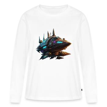 Spaceship - Women's Premium Organic Long Sleeve Shirt - white - Front - Julia (174cm)