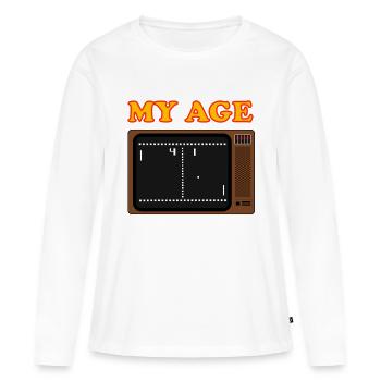 Pong TV MyAge - T-shirt manches longues Premium bio Femme - blanc - Devant - Julia (174cm)