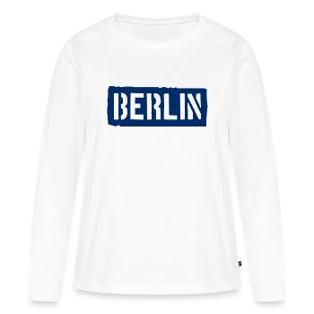 Berlin Slogan - Porte de Brandebourg - Alexanderplatz - T-shirt manches longues Premium bio Femme - blanc - Devant - Julia (174cm)